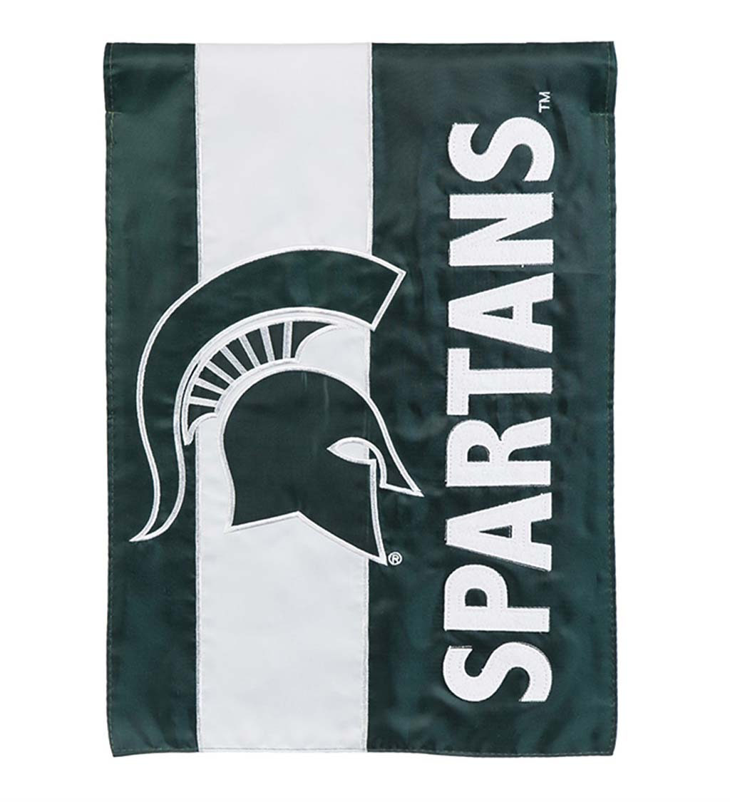 Double-Sided Embellished College Team Pride Applique House Flag - Michigan State